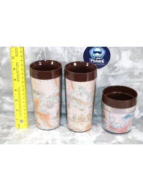 Lot of‎ 3 Vintage 70s THERMO-SERV World Atlas Map Sea Ships Insulated